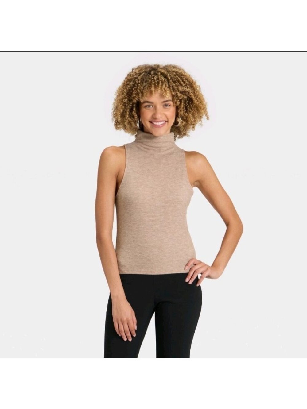 Women's A New Day Brushed Microfleece Tank Top Oatmeal Size L (WL456)